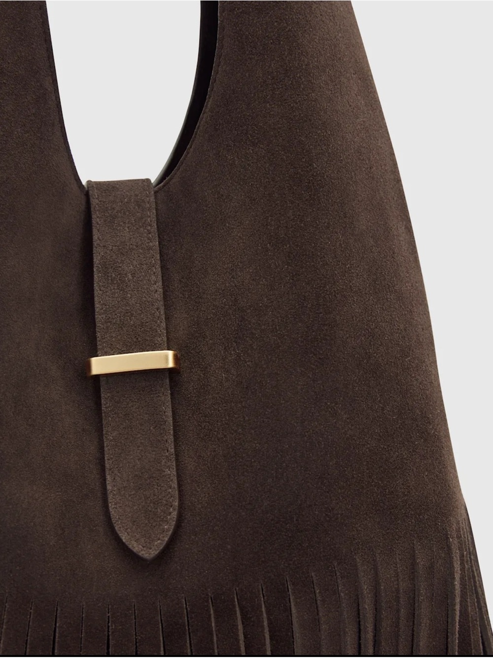 NWT Reformation Ivy Fringe Tote Bag Boss Brown Suede - Picture 14 of 17